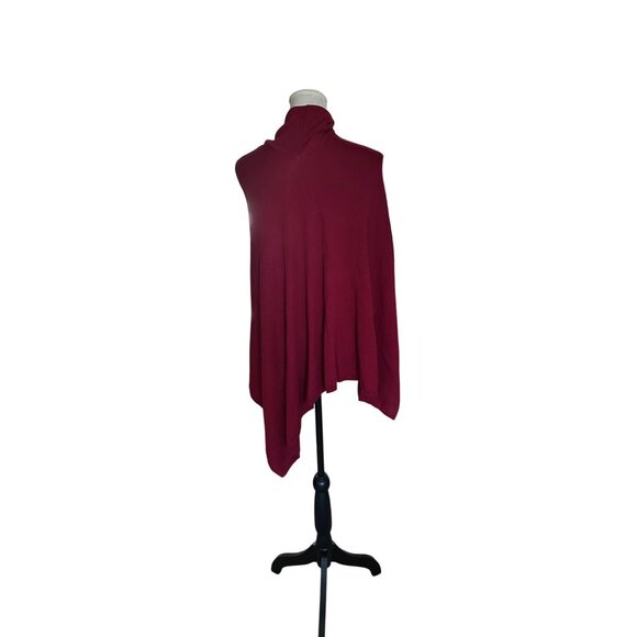 Kerisma Burgundy Asymmetrical Poncho O/S Cashmere Blend Womens Knit Wrap Poncho - Picture 3 of 7